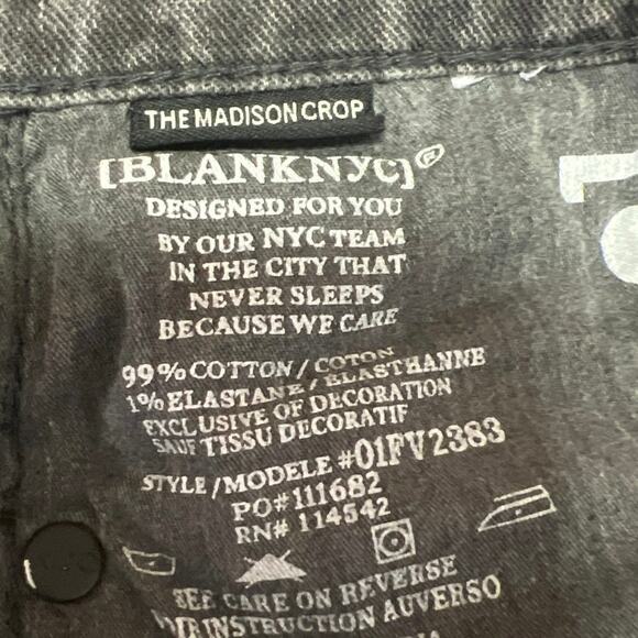 Blank NYC Black Madison Floral Embroidered Crop Straight Denim Jeans Size 25 - Picture 6 of 6